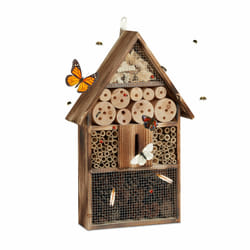 Relaxdays - Hôtel à insectes, bois flammé, suspendre, hauteur : 50 cm env., pour abeilles et papillons, nature