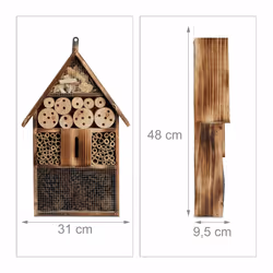 Relaxdays - Hôtel à insectes, bois flammé, suspendre, hauteur : 50 cm env., pour abeilles et papillons, nature - Vue supplémentaire 4