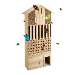 Hôtel à insectes en bois xxl abri abeilles papillon jardin balcon hérisson HxlxP: 118 x 57 x 24 cm, nature - Relaxdays