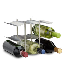 Relaxdays - Casier à vin pour 9 bouteilles en inox 3 étages design moderne range-bouteilles HxlxP: 22 x 27 x 16,5 cm, argenté