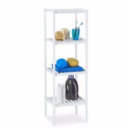 Faites de l’ordre dans votre salle de bain, cuisine ou couloir avec cette étagère sur pied. 4 niveaux de rangement pour vos s ...