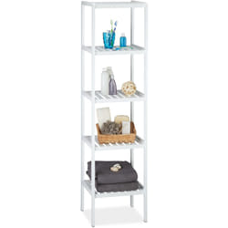 Relaxdays - Etagère de salle de bain en bambou meuble de cuisine 5 niveaux HxlxP: 139,5 x 34,5 x 33 cm, blanc
