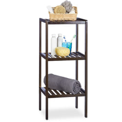 Relaxdays - tagère de salle de bain en bambou meuble sur pied cuisine en bois 3 étages HxlxP: 80 x 34,5 x 33 cm, marron