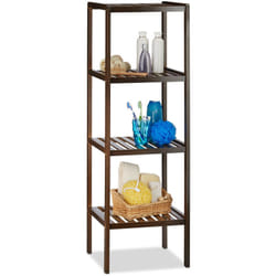 Relaxdays - Etagère de salle de bain en bambou meuble de cuisine 4 niveaux HxlxP: 110 x 34,5 x 33 cm, brun foncé