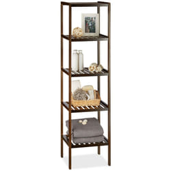 Relaxdays - Etagère de salle de bain en bambou meuble de cuisine 5 niveaux HxlxP: 139,5 x 34,5 x 33 cm, brun foncé