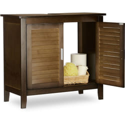 Relaxdays - Meuble sous lavabo, bambou, mobilier sous vasque, rangement salle de bain hlp: 60x67x30 cm, marron foncé