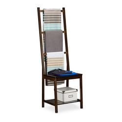 Relaxdays 10020926 porte-serviettes et anneau porte-serviettes Support de serviette Colonne Marron