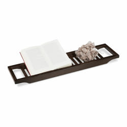 Pont de baignoire tablette de baignoire salle de bain en bambou HxlxP: 4 x 65 x 15 cm, brun laqué - Relaxdays