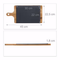 Relaxdays - Planche de service en bambou avec plateau ardoise amovible et poignée HxlxP: 1,8 x 45 x 22,5 cm, gris