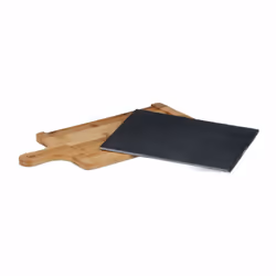 Relaxdays - Planche de service en bambou avec plateau ardoise amovible et poignée HxlxP: 1,8 x 45 x 22,5 cm, gris