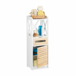 Relaxdays Petite armoire étagère avec 5 niveaux salle de bain cuisine rangement multi-fonctions, blanc