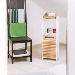 Relaxdays Petite armoire étagère avec 5 niveaux salle de bain cuisine rangement multi-fonctions, blanc