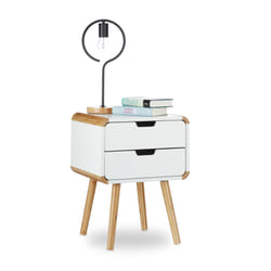 Table de chevet avec 2 tiroirs table console en blanc optique bois table de nuit chambre à coucher HxlxP: 55 x 40 x 40 cm, blanc - Relaxdays