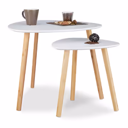 Relaxdays 4052025209889, Table basse, Forme ovale, 3 pieds, Blanc