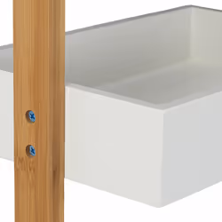 Relaxdays Étagère de salle de bain rangement serviteur de douche avec 3 paniers bois HxlxP: 76 x 30 x 18,5 cm, blanc/nature - Vue supplémentaire 4