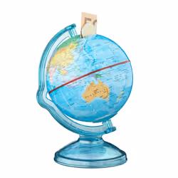 Cette tirelire en forme de globe terrestre est à la fois pratique et éducative, en effet sa fonction première est de vous per ...