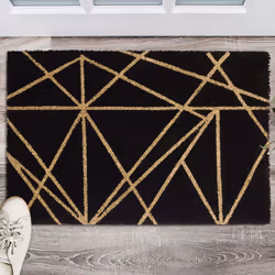 Relaxdays - Paillasson motifs en fibres de coco, HxlxP: 1,5 x 60 x 40 cm, rectangle antidérapant fibres de coco caoutchouc, noir-nature