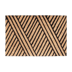 Relaxdays - Paillasson rayures en fibres de coco, HxlxP: 1,5 x 60 x 40 cm, rectangle antidérapant, caoutchouc, nature-noir