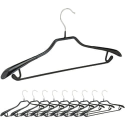 Relaxdays Cintres pour costumes revêtement antidérapant noir métal lot de 10, noir