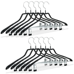 Relaxdays - Cintres pour costumes revêtement antidérapant métal 42 cm lot de 10, noir