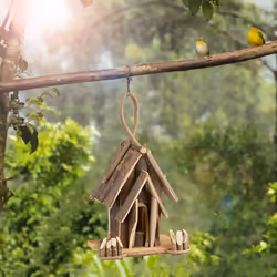 Relaxdays - Nichoir à oiseaux décoration maison à oiseaux en bois à suspendre villa fait main balcon, nature