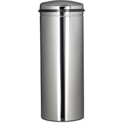 Relaxdays - Poubelle en inox 50 litres bac à ordures en métal 80 cm de hauteur 30 cm de diamètre couvercle rond, argenté