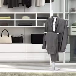 Valet de Nuit Portant à Vêtements Serviteur de Chambre Design Métal Sur Pied hlp 111x45x21cm, Argenté - Relaxdays