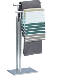 Relaxdays - Porte-serviettes sur pied 2 bras support chromé HxlxP: 78 x 46 x 20 cm, argenté