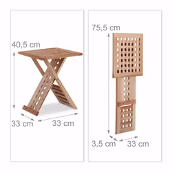 Relaxdays - Table d'appoint pliante table basse bois de noyer table de chevet salon HxlxP: 40,5 x 33 x 33 cm, nature - Vue supplémentaire 4