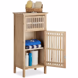 Description générale Cette armoire de salle de bain en noyer est parfaite pour optimiser l'espace dans les petites pièces. Av ...