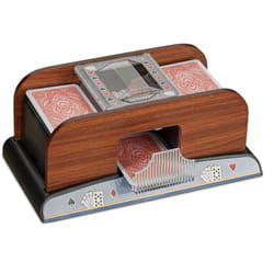 Relaxdays - Mélangeur de cartes automatique 2 jeux de cartes à piles poker rami fonctionne à piles en optique bois, nature