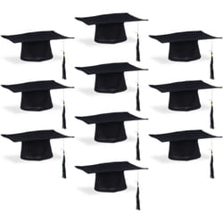 Relaxdays - Toque étudiant, lot 10, université diplôme chapeau remise de diplomes fin étude, noir