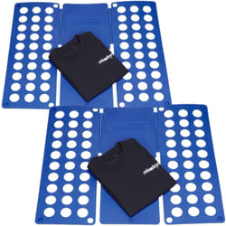 Relaxdays - 2x Planches à plier le linge, 2e génération, plie chemise, plieuse vêtements, salle de bain, 60 x 70 cm, bleu
