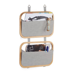 Relaxdays 10021493 Organisateur de stockage suspendu Bambou Gris
