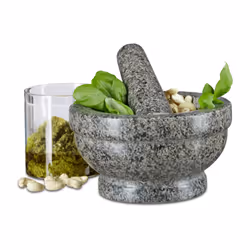 Relaxdays 10021526, Gris, Granit, Mortier et pilon, 17 cm, 12 cm, 4,5 cm
