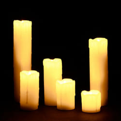 Relaxdays - Bougie à led lot de 6, en cire véritable sans flamme bougie électrique à piles diamètre 5 cm, crème