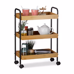 Relaxdays 10021565, Rectangulaire, Noir, Bois, Bambou, Acier, 500 mm, 280 mm