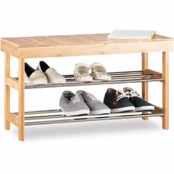 L’étagère à chaussures à assise donne un accent naturel à votre garde-robe. Le ton boisé lumineux et amical du banc à chaussu ...