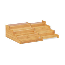 Relaxdays Étagère à Épices en Bambou Extensible avec 4 Étages Aspect Naturel Résistant Humidité HLP 11x38,5x28 Nature