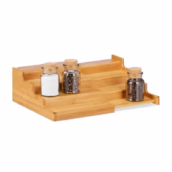 Relaxdays Étagère à Épices en Bambou Extensible avec 4 Étages Aspect Naturel Résistant Humidité HLP 11x38,5x28 Nature