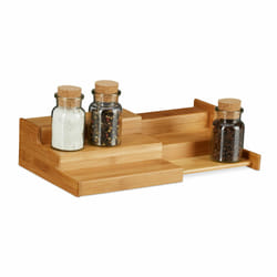 Relaxdays Étagère à Épices en Bambou Extensible avec 3 Étages Aspect Naturel Résistant Humidité HLP 8x38,5x21cm Nature
