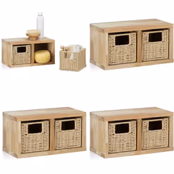 Cette étagère cube avec paniers en bois de noyer est un accroche-regard pour votre pièce. Le design simple mais élégant se fo ...