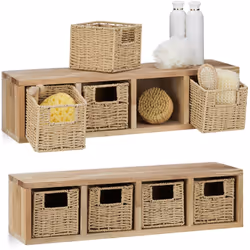Description générale Cette étagère cube avec paniers en bois de noyer est un accroche-regard pour votre pièce. Son design sim ...