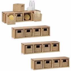 Cette étagère cube avec paniers en bois de noyer est un accroche-regard pour votre pièce. Le design simple mais élégant se fo ...