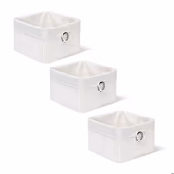 Corbeille lot de 3 Panier de rangement Housse amovible poignée Boîte étagère armoire HxLxP 20 x 31 x 31 cm blanc