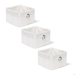 Corbeille lot de 3 Panier de rangement Housse amovible poignée Boîte étagère armoire HxLxP 20 x 31 x 31 cm blanc