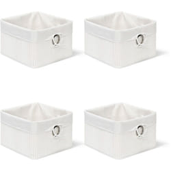 Relaxdays - Corbeille, lot de 4, Panier de rangement, Housse amovible, poignée, Boîte étagère armoire, HxLxP 20 x 31 x 31 cm, blanc