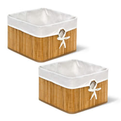 Corbeille lot de 2 Panier de rangement Housse amovible poignée Boîte étagère armoire HxLxP 20 x 31 x 31 cm nature