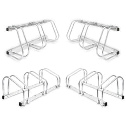 Relaxdays - 4x Râteliers 3 vélos Acier chromé Fixation sol mur Support de rangement bicyclettes, argenté