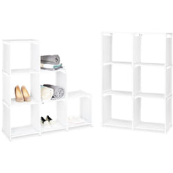 Relaxdays - lot de 2 étagères à marches, 6 compartiments, étagère stable, système de rangement, séparateur de pièce, blanc